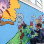 30 Schüler der Kooperativen Gesamtschule Hambergen haben die Wand der Turnhalle mit einem Wandbild versehen. Foto: Christian Kosak 30 Schüler der Kooperativen Gesamtschule Hambergen haben die Wand der Turnhalle mit einem Wandbild versehen. Foto: Christian Kosak